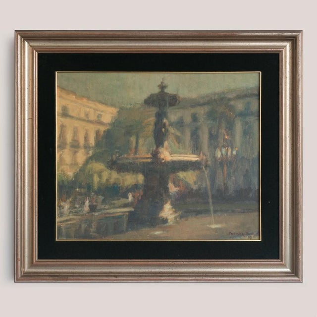 Plaça Reial (Royal Square), Barcelona, Oil on Canvas, 1950s For Sale - Image 3 of 11