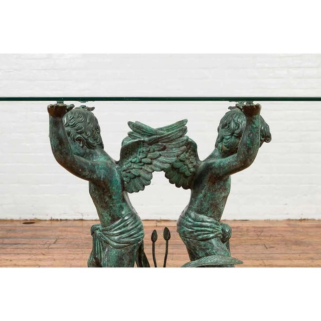1960s Greco-Roman Style Bronze Double Cherub Table Base For Sale - Image 9 of 10