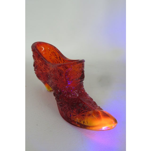 Vintage Fenton Amberina Daisy and Button Glass Slipper Shoe Figurine 4562b For Sale - Image 12 of 13