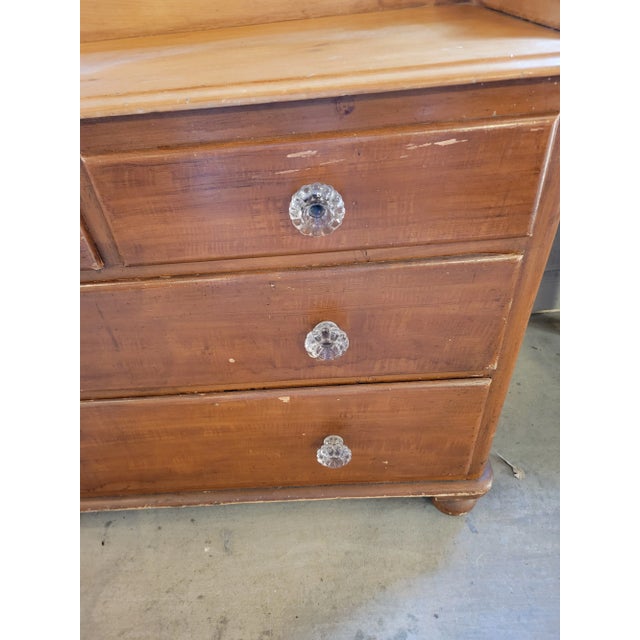 Antique Pine Two Drawers Over Two Drawers - Chest of Drawers With Gallery Back - From England For Sale - Image 10 of 12