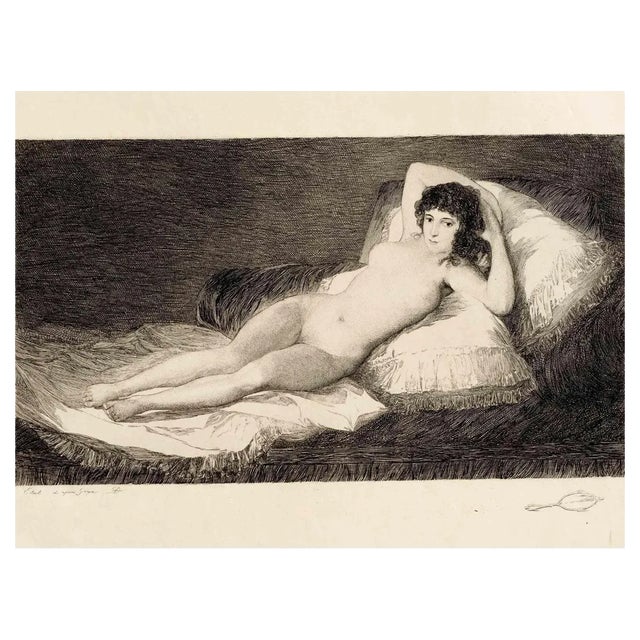 Antoine-François Dezarrois after Goya, Maja Desnuda, Etching, Late 19th Century For Sale