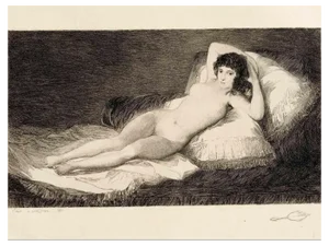 Antoine-François Dezarrois after Goya, Maja Desnuda, Etching, Late 19th Century