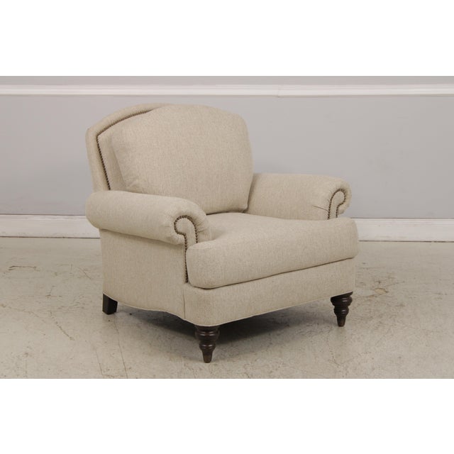 Traditional Ethan Allen Upholstered Club Chair & Ottoman For Sale - Image 3 of 18