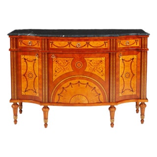 English Style Sideboard With Black Marble Top For Sale