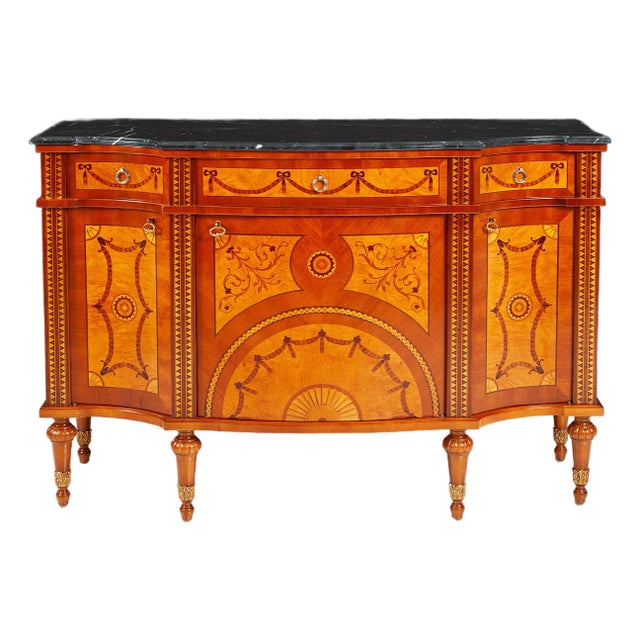 English Style Sideboard With Black Marble Top For Sale
