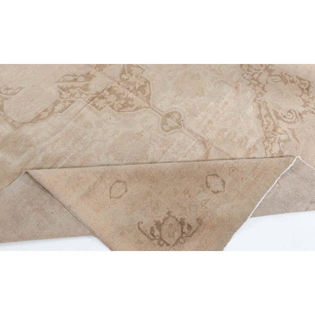 1900 - 1909 Antique Indian Amritsar Pale Brown and Beige Handwoven Wool Rug For Sale - Image 5 of 9