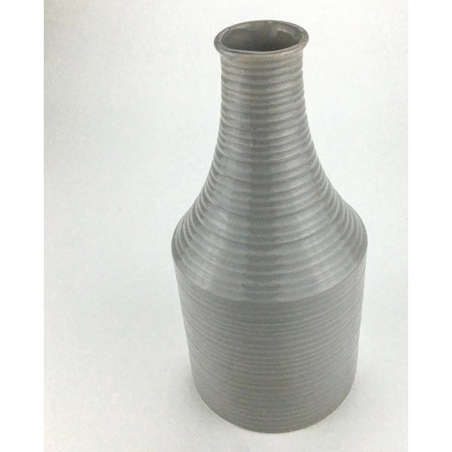 Modern Ceramic Ribbed Design Vase For Sale - Image 9 of 9