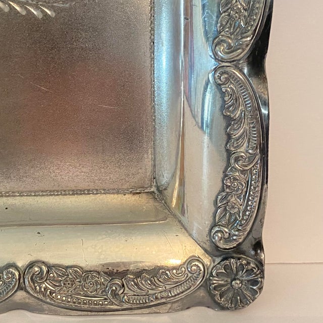 Antique Ornate Silver Plated Tray by Aurora S. P. Mfg. Co. 1869-1919 For Sale - Image 12 of 16