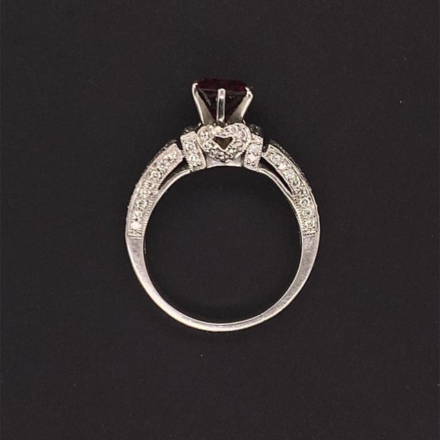 Diamond Tourmaline Rubellite Ring 4.5 14k Gold 1.38 TCW Women Certified For Sale In New York - Image 6 of 12