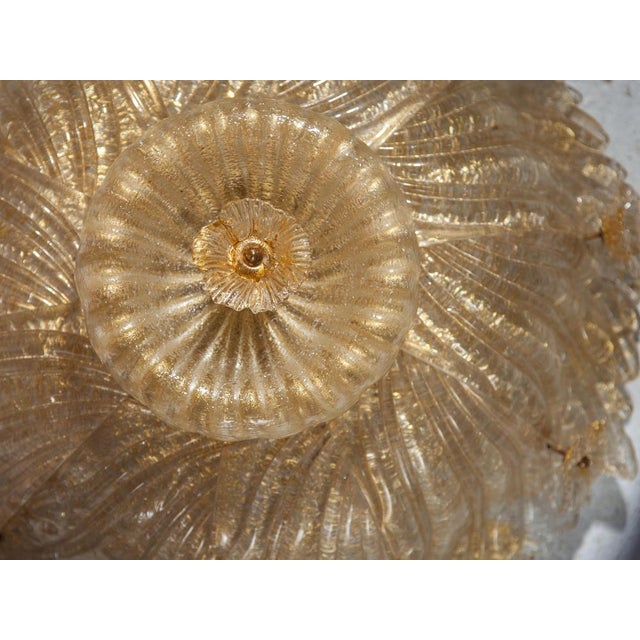 Metal Large Flower Gilt Art Glass Murano Flush Mount by Barovier & Toso, 1930 For Sale - Image 7 of 12