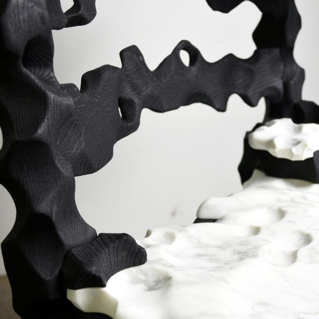 Throne Object - Collectible Reclaimed Wood and Marble Objet, Chair or Side Table by Gabor Gobi For Sale - Image 9 of 11