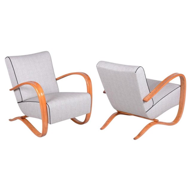 Czech Art Deco H-269 Lounge Chairs by J. Halabala for Up Závody, 1930s, Set of 2 For Sale - Image 17 of 17