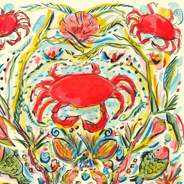 Contemporary Summer Crab Seascape Whimsical Contemporary Figurative Reproduction Print by Pauline De Roussy De Sales For Sale - Image 3 of 5