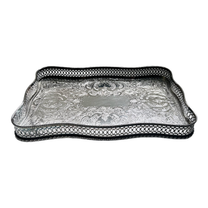 Vintage Sheffield England Rimmed Silver Plated Copper Tray