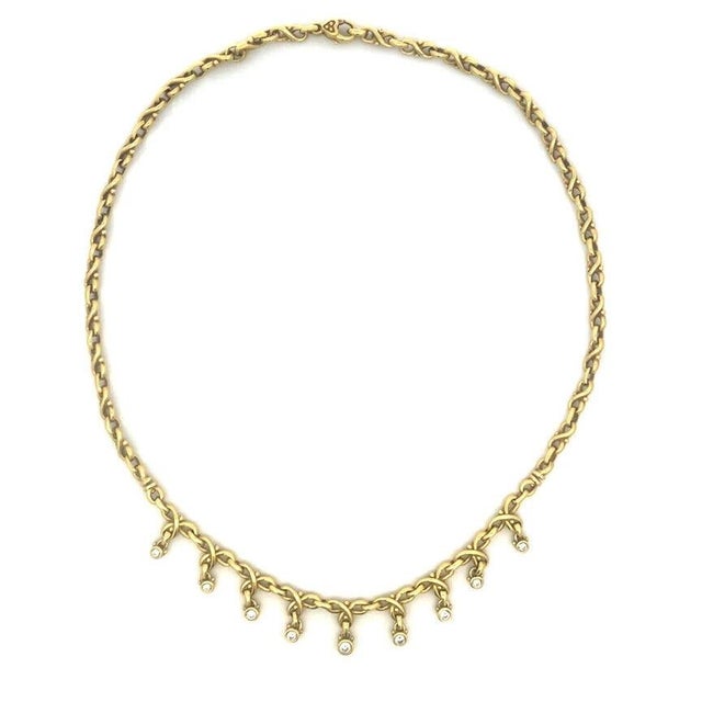 Contemporary Judith Ripka Diamond Gold Necklace 18k Yellow Dangle Charms S Link Chain For Sale - Image 3 of 8