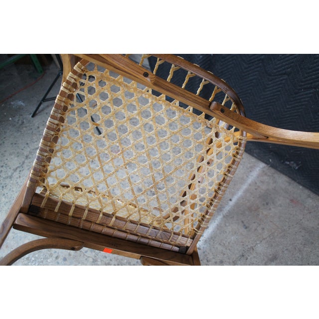 Late 20th Century Vermont Tubbs Oak Bentwood Snowshoe Rawhide Lacing Rocking Chair Rocker For Sale - Image 9 of 11