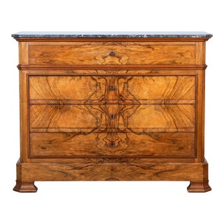 19th Century French Louis Philippe Walnut Veneer Commode For Sale