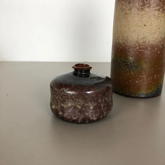 German Ceramic Studio Pottery Vase from Elmar & Elke Kubicek, 1970s, Set of 3 For Sale - Image 16 of 18