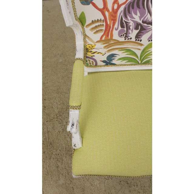 2010s Stunning Pair Decorator Upholstered Modern French Armchairs For Sale - Image 5 of 13