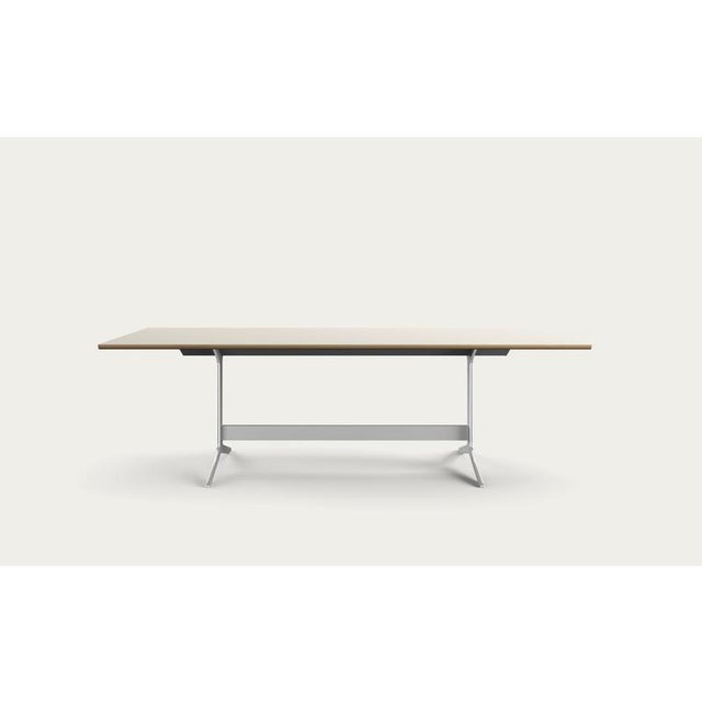 Salto and sigsgaard council table tabletop rectangular: mushroom linoleum + solid edges: oak clear oil for one collection...
