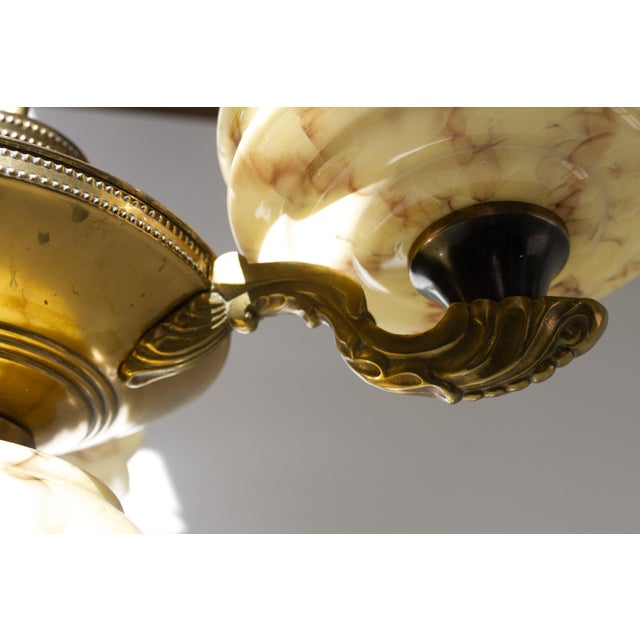 1920s Art Nouveau Danish Chandelier with Marbled Opaline Shades, 1920s For Sale - Image 5 of 18