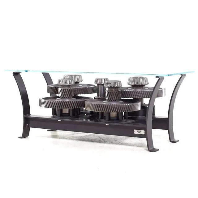 Contemporary Gear Box With Glass Top Coffee Table For Sale - Image 3 of 9