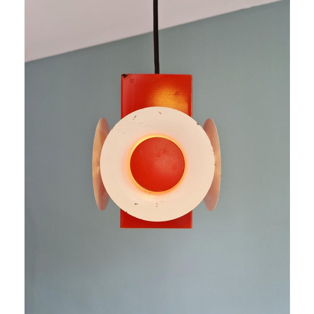 Space Age Cascade Chandelier in Orange and White Lacquered Metal from Raak, 1970s For Sale - Image 11 of 17