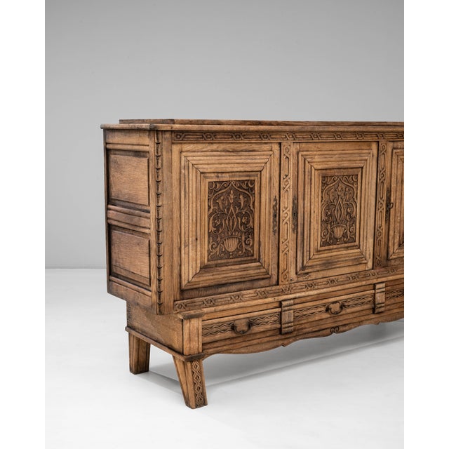 Wood 1970s French Gothic Revival Carved Oak Sideboard For Sale - Image 7 of 18