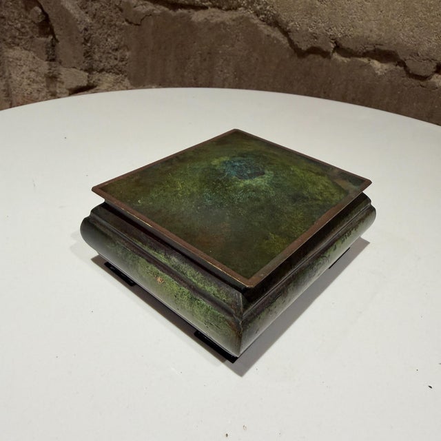 T K Bronze Denmark Bronze Cigarette Box Art Deco or Art Nouveau Verdigris For Sale - Image 4 of 11