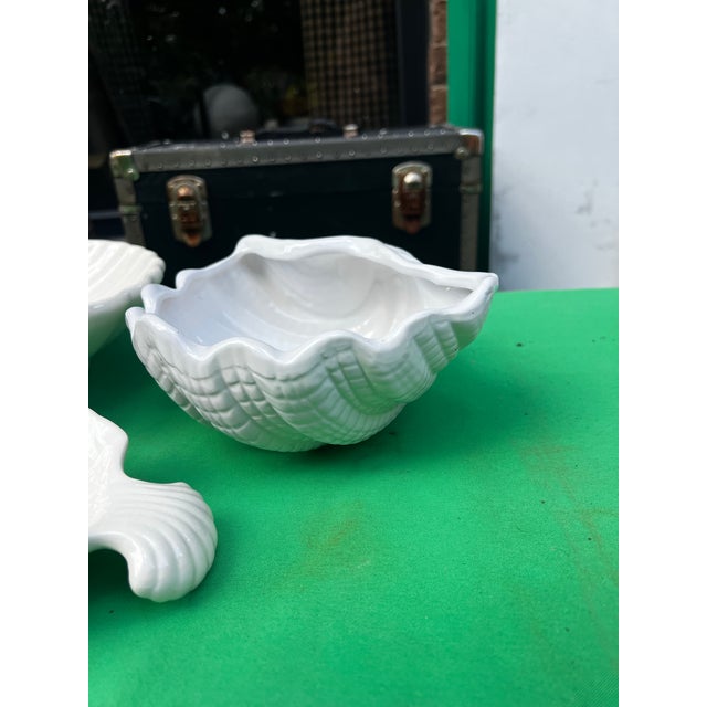 Nautical Trio of Ceramic Shell Style Bowls For Sale - Image 3 of 4