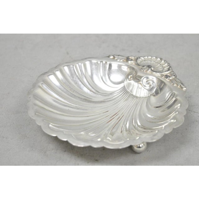 Vintage English Regency Style Silver Plated Small Clam Shell Trinket Dish For Sale - Image 10 of 13