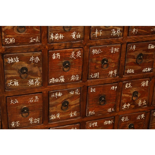Wood Antique Chinese Elm Wood Apothecary Cabinet With Multiple Drawers For Sale - Image 7 of 18