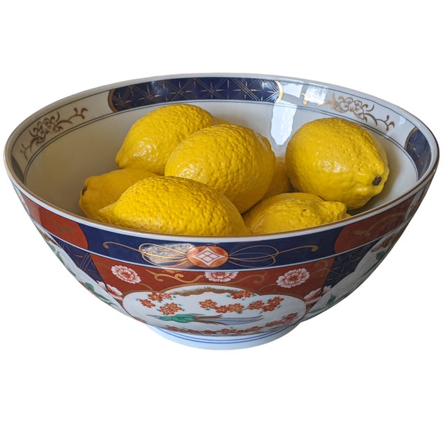 Metal Vintage Japanese Imari Porcelain Decorative Footed Bowl For Sale - Image 7 of 10