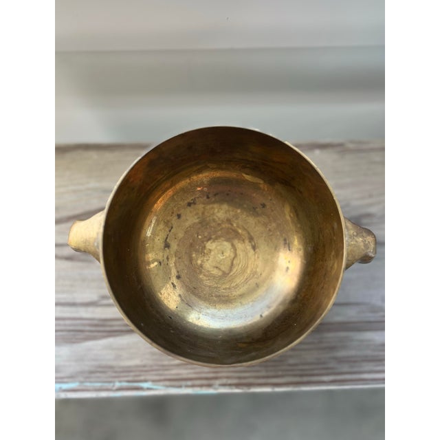 1970s Brass Bowl With Elephant Head Handles For Sale - Image 9 of 9