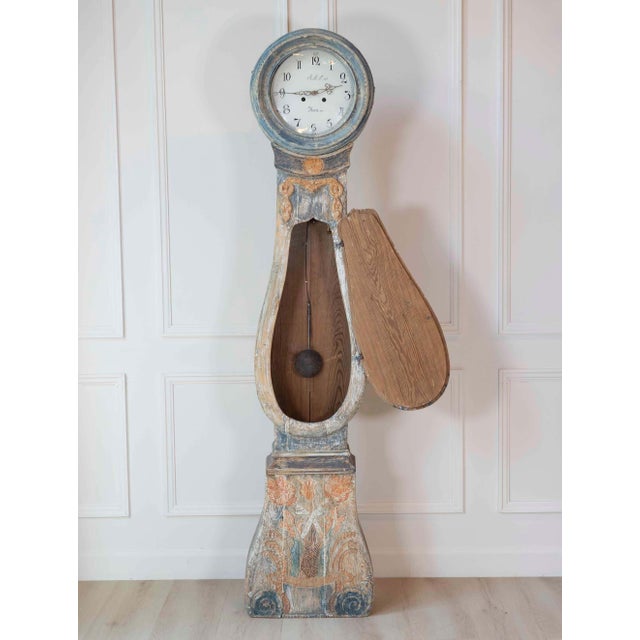 Dated 1809 Swedish Longcase Clock with Original Folk Art Decoration For Sale - Image 15 of 16