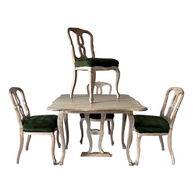 Vintage French Country Rococo-Style Drop-Leaf Dining Set – 5 Pieces For Sale