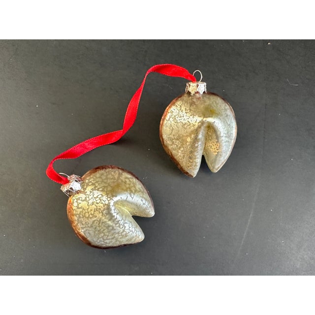 Vintage Gold Art Glass Christmas Ornament Fortune Cookies For Sale In New York - Image 6 of 9
