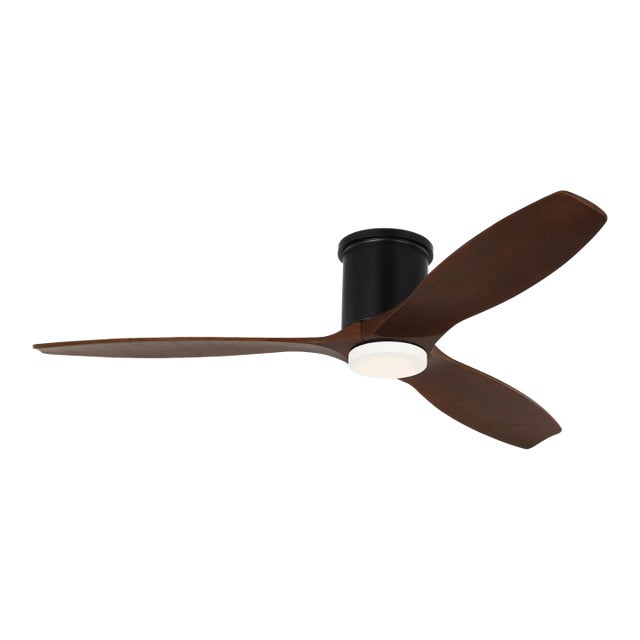 Visual Comfort Fan Collins Hugger 52" LED Ceiling Fan in Midnight Black with Dark Walnut Blades For Sale
