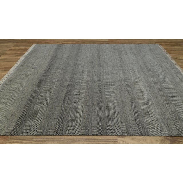 Gray 8' x 10' Savannah Hand Knotted Modern Grey and Black Wool & Silk Rug For Sale - Image 8 of 18