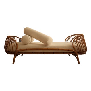 Italian Daybed in Bamboo and Wicker, 1960s For Sale
