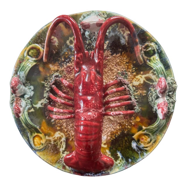 Antique Majolica Palissy Lobster Plate For Sale