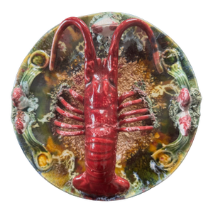 Antique Majolica Palissy Lobster Plate