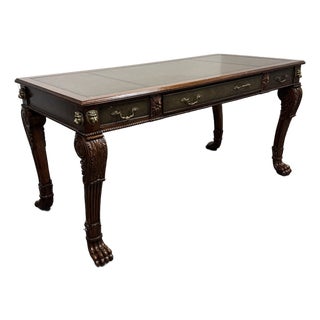 Chippendale Revival Leather Top Writing Desk, Vintage For Sale