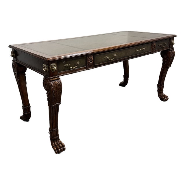 Chippendale Revival Leather Top Writing Desk, Vintage For Sale