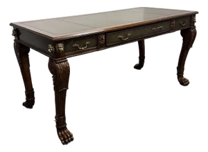 Chippendale Revival Leather Top Writing Desk, Vintage