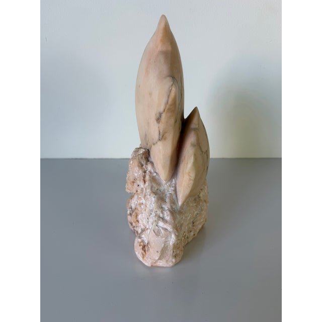 Beige 1980’s Vintage Hand-Carved Marble Tropical Fish Sculpture For Sale - Image 8 of 12