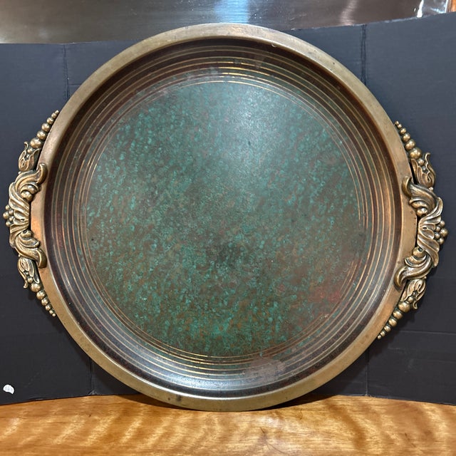 Gorgeous and rare Carl Sorenson serving tray. Made of bronze with an art deco feel.