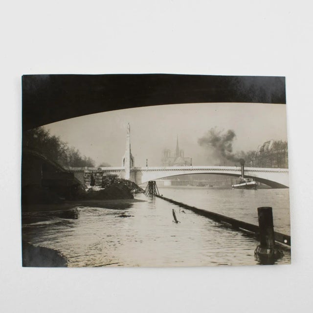 Art Deco Flood of the Seine River in Paris circa 1930 - Silver Gelatin B & W Photography For Sale - Image 3 of 6