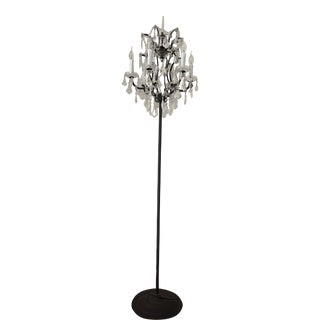 Restoration Hardware Rococo Iron & Clear Crystal Floor Lamp For Sale