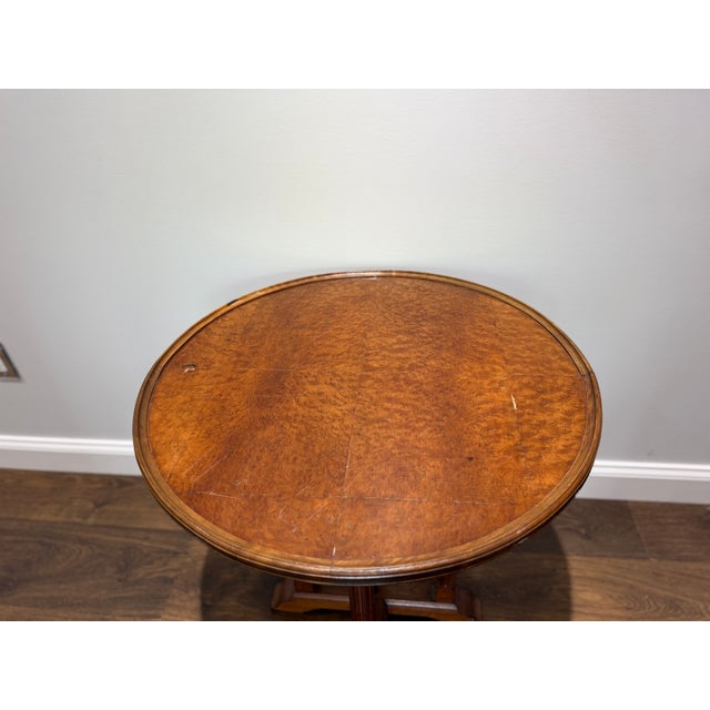 Antique Edwardian Burl Veneer Maritime Lamp Table Attributed Ocean Liner Furniture, Circa 1900 For Sale - Image 12 of 12